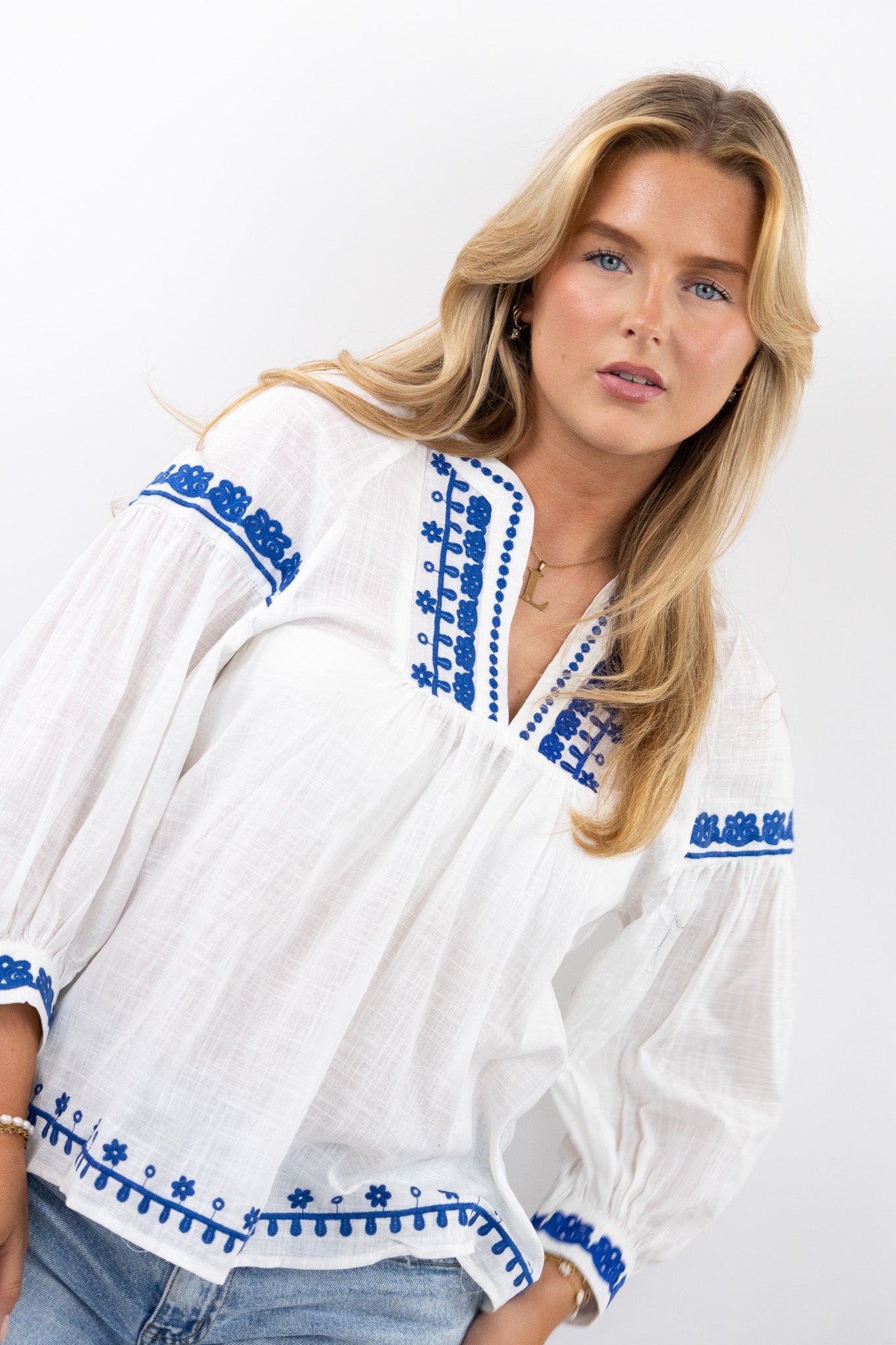 Santorini Embroidered Blouse