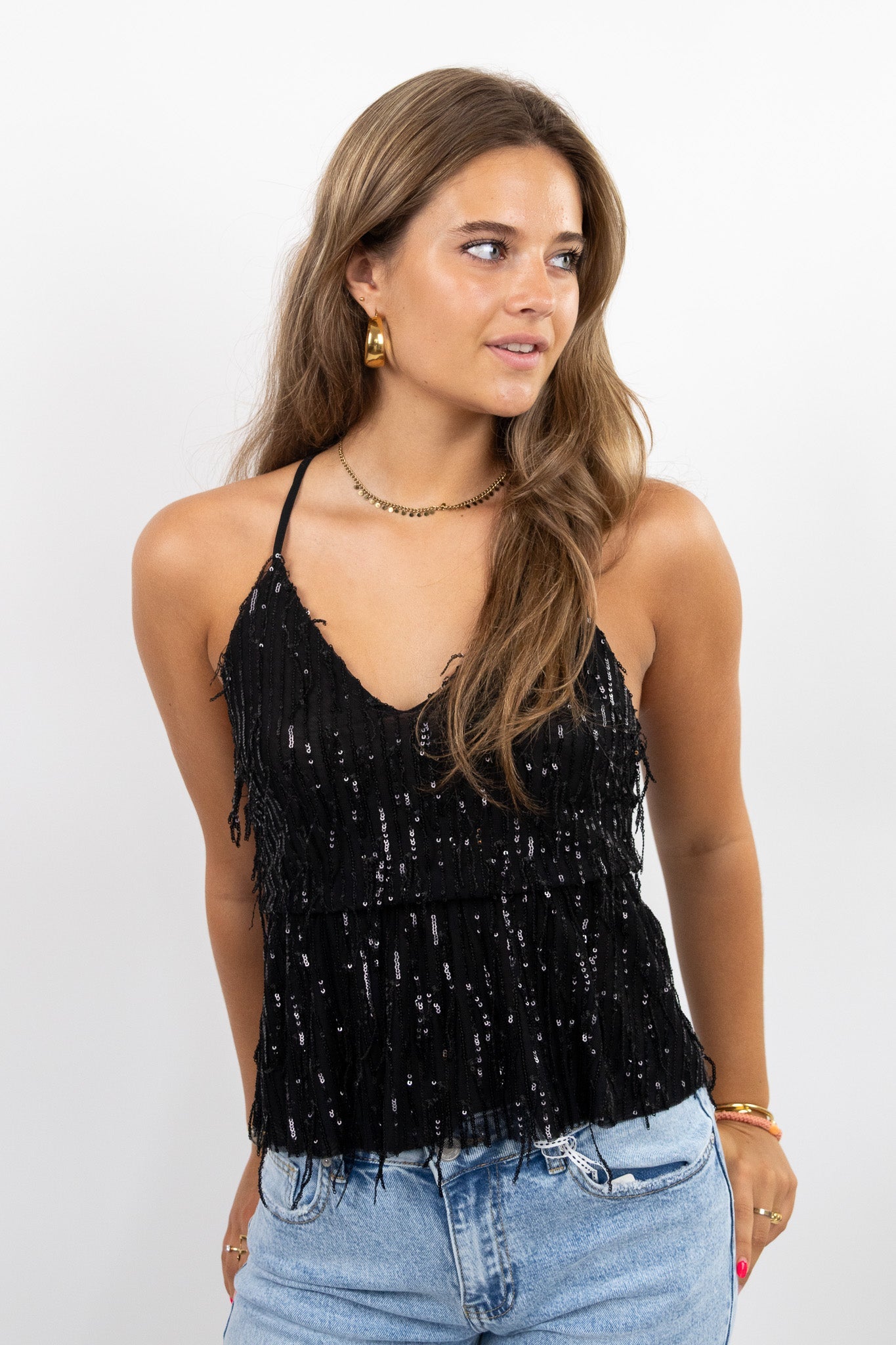 Sequin Fringe Top