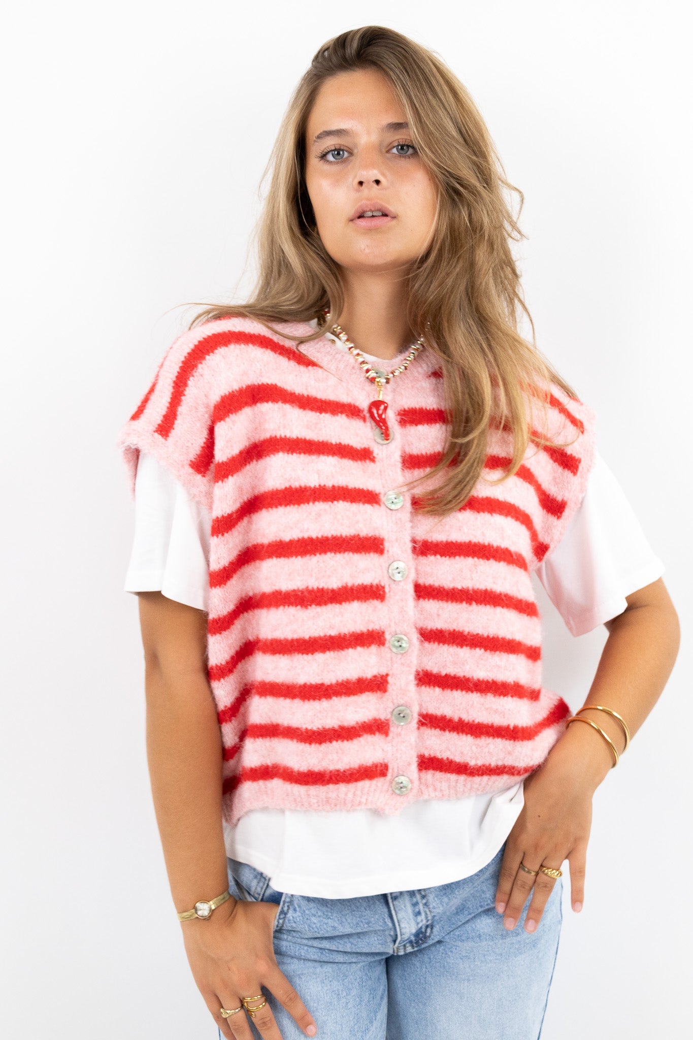 Fluffy Stripe Vest