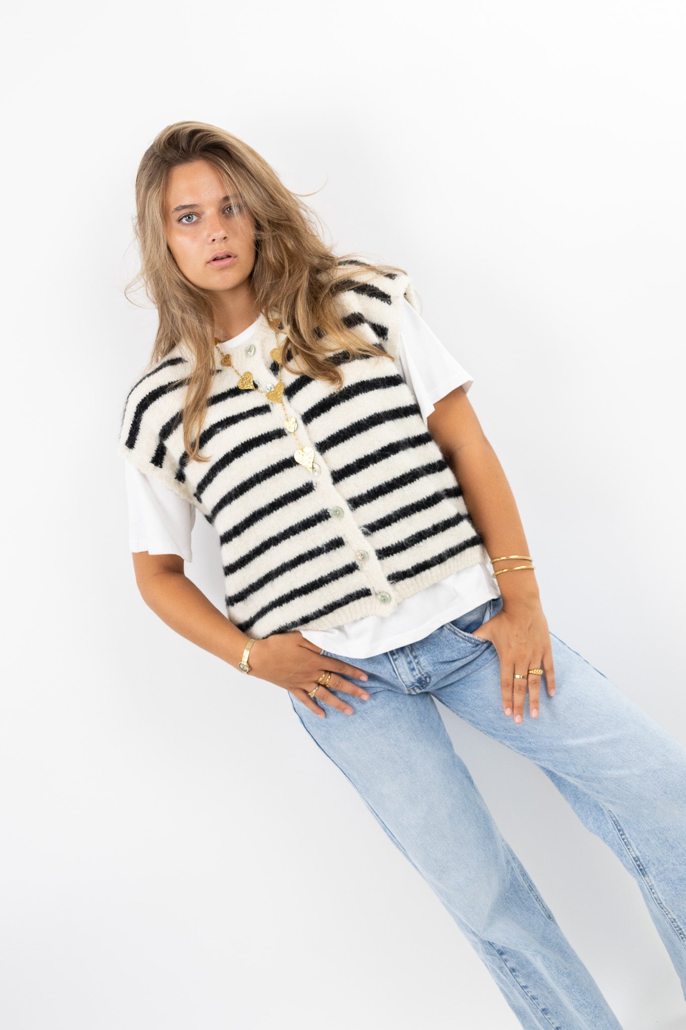 Fluffy Stripe Vest