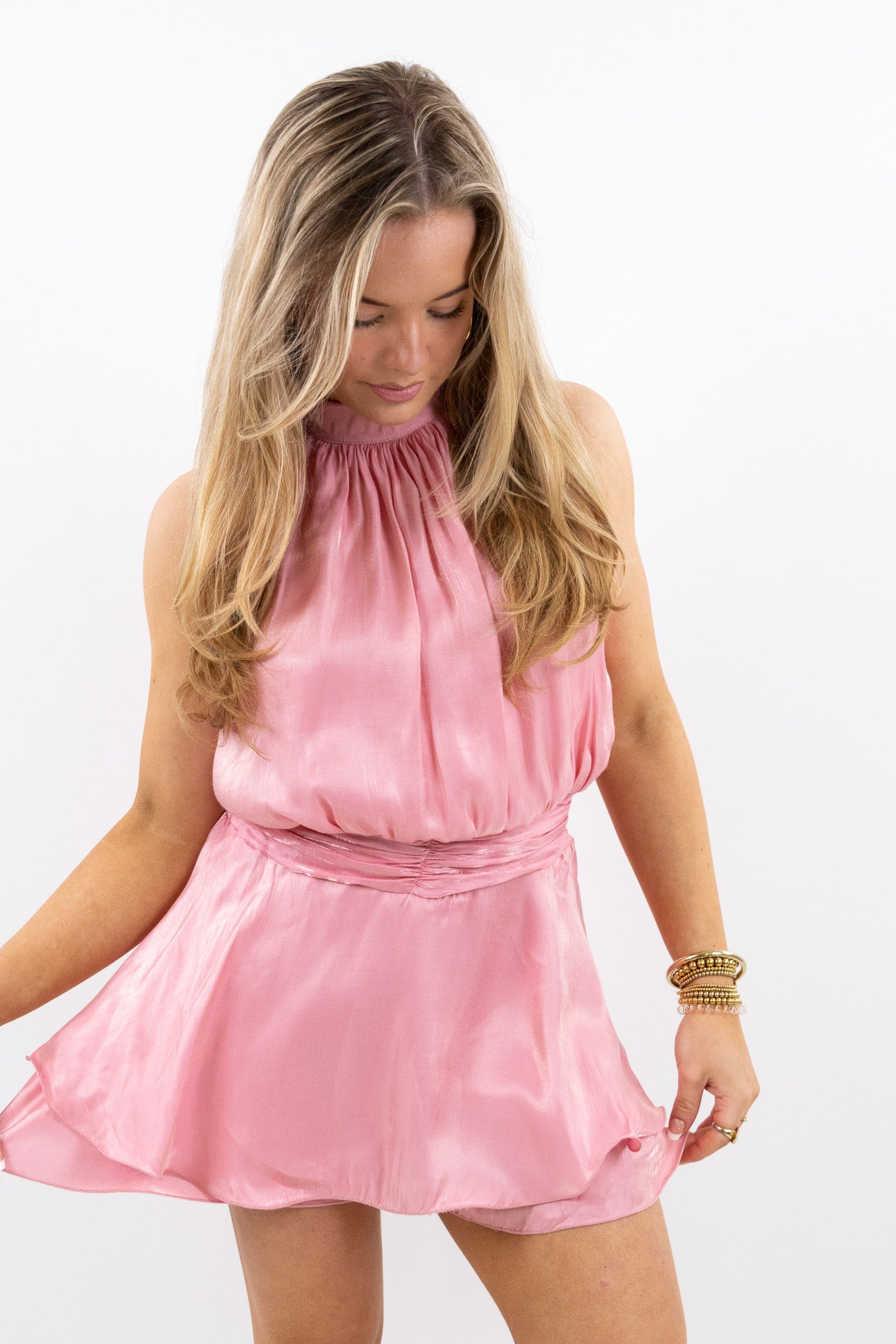 Rhea satin playsuit