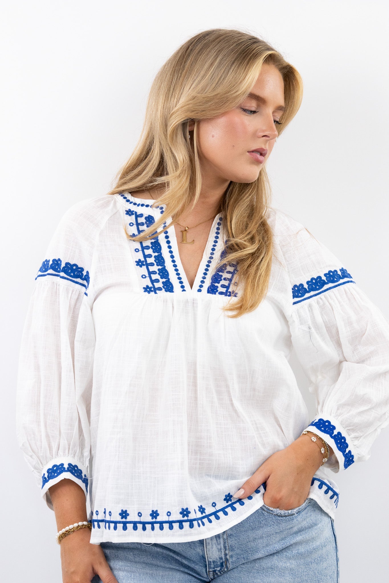 Santorini Embroidered Blouse