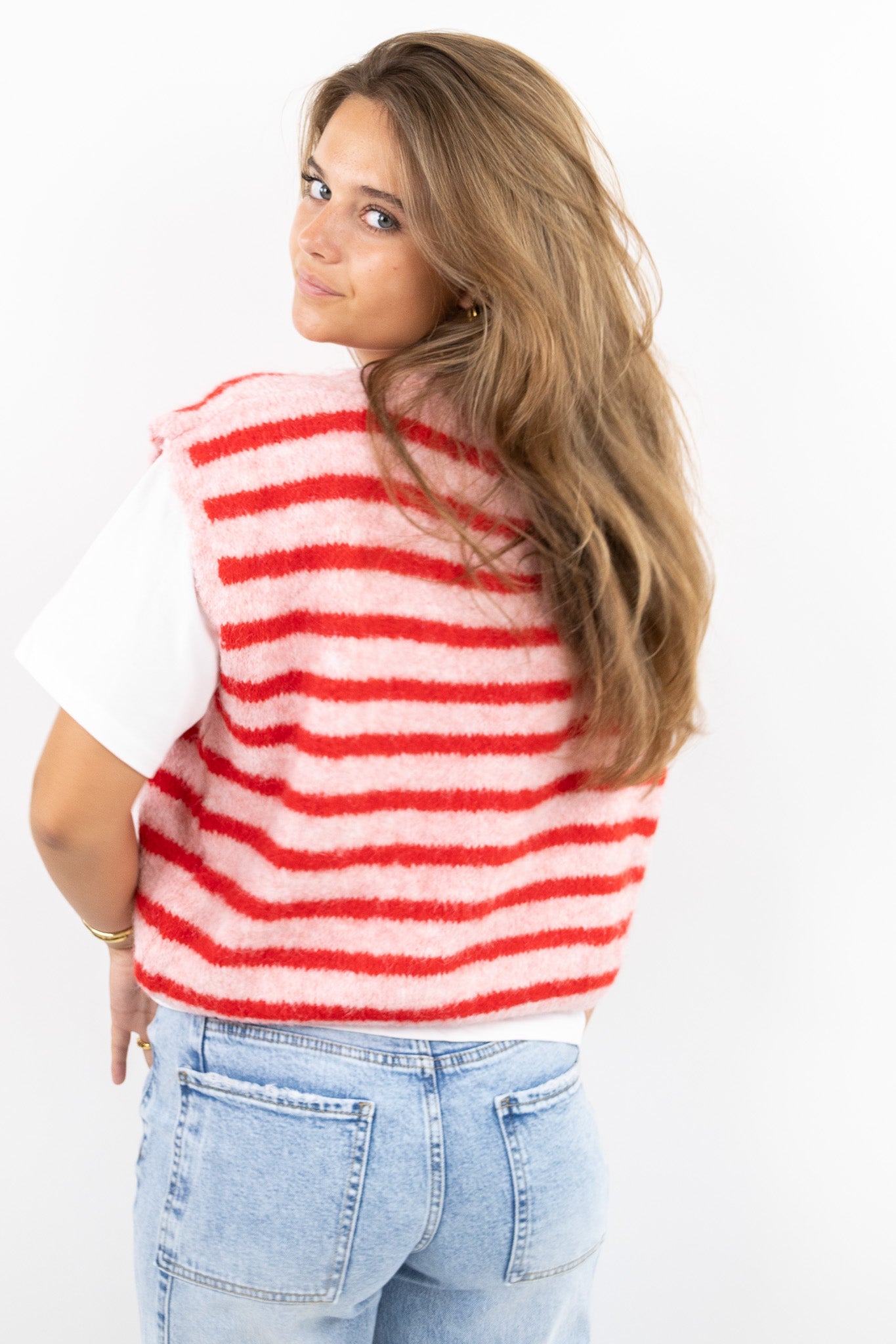Fluffy Stripe Vest