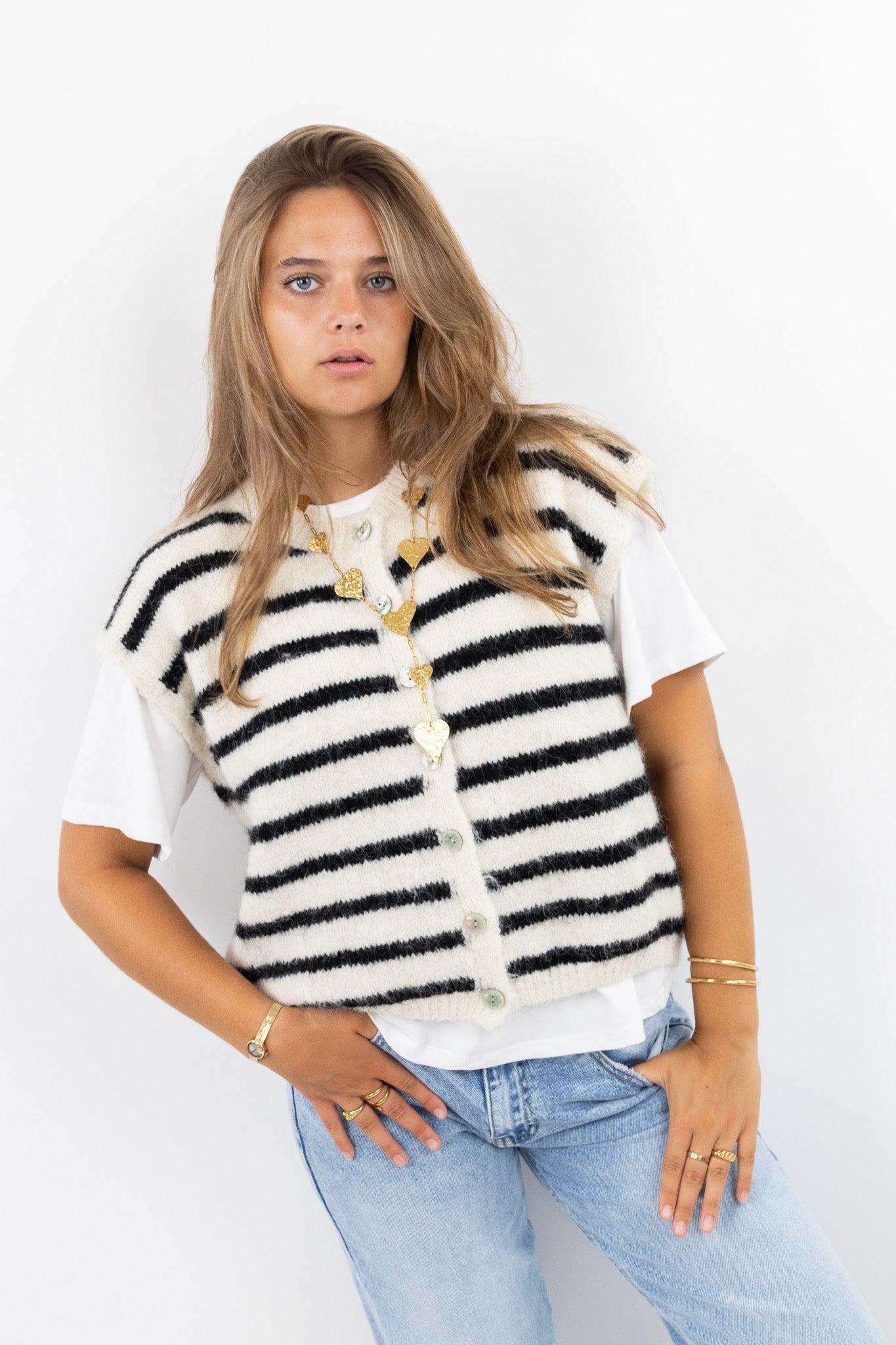 Fluffy Stripe Vest