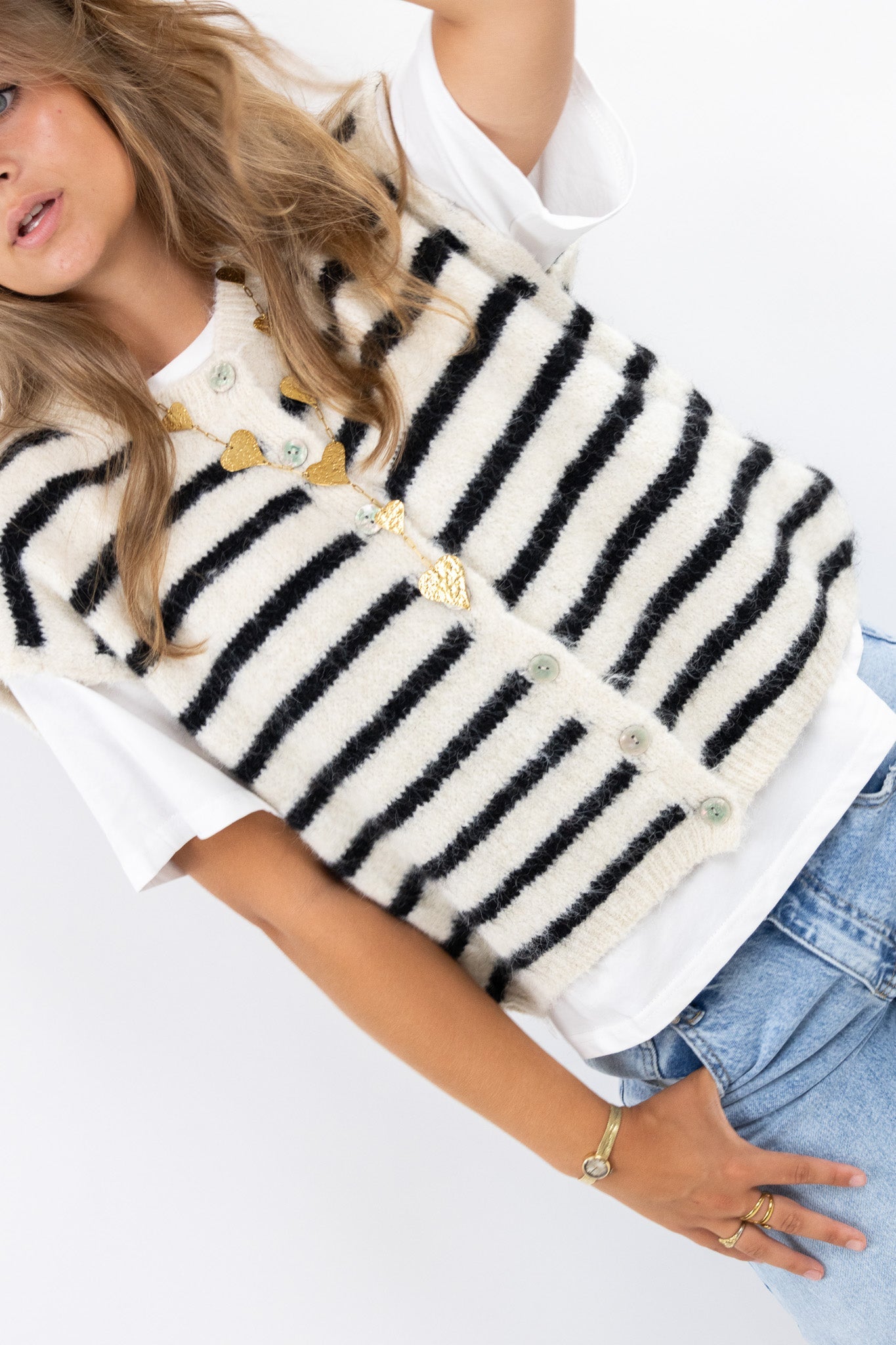 Fluffy Stripe Vest